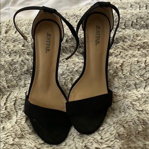 Just fab Black suede strap heels